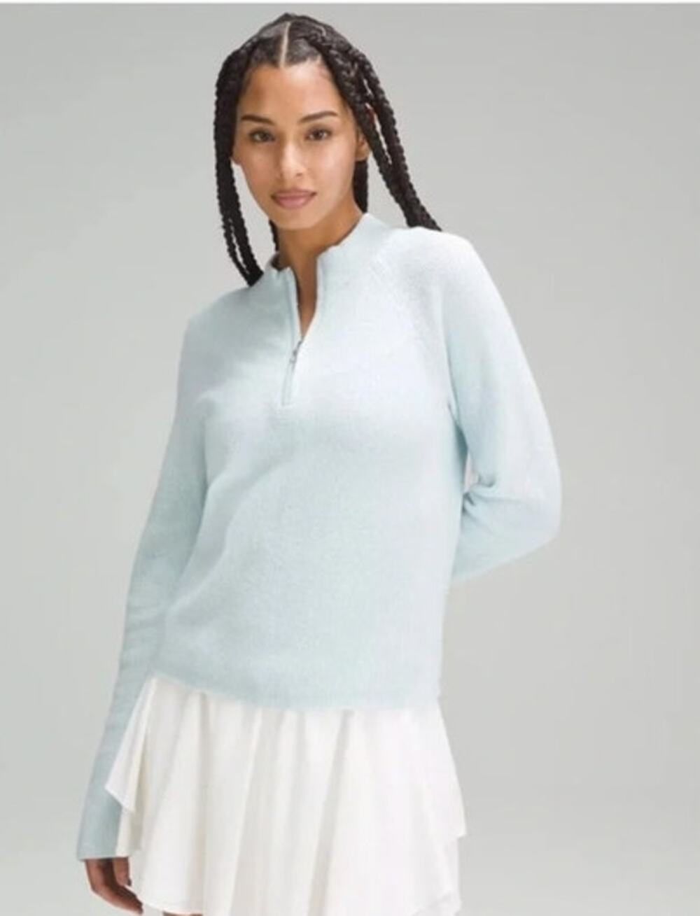 Lululemon Cotton-Blend Half-Zip Sweater Powder Blue L